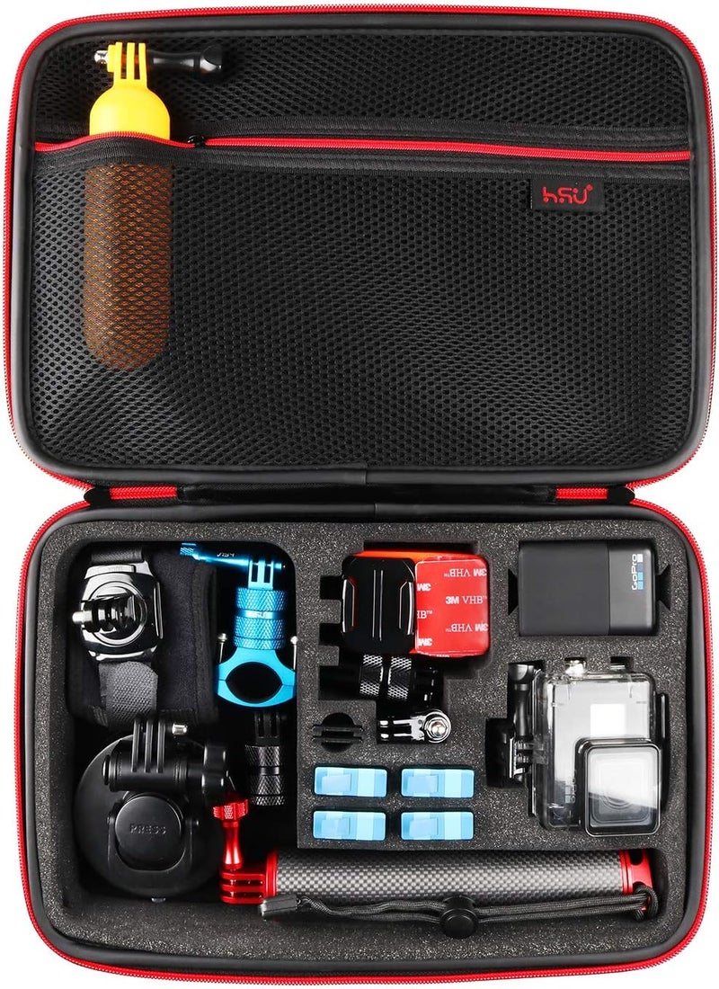 HSU Carrying Case for GoPro Hero 13, 12, 11, 10, 9, 8, 7, 6, 5 Black, AKASO Campark and Accessories, GoPro Travel Case with Fully Customizable Interior, Action Camera Storage Bag（Large） - Image 1